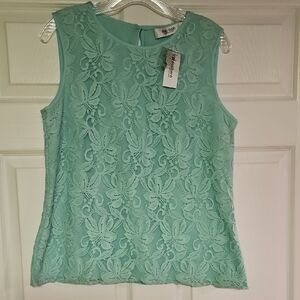 Mint Green Lace Sleeveless Top